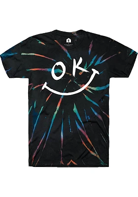 Rally Oklahoma Black OK Smiley Face Short Sleeve T Shirt