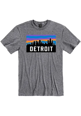 Detroit Grey Colorblock Skyline Short Sleeve Fashion T Shirt