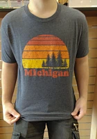 Michigan Navy Blue Ombre Tree Sunset Short Sleeve Fashion T Shirt