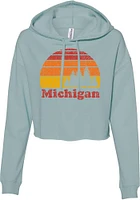 Rally Michigan Womens Green Sunset Hooded Sweatshirt
