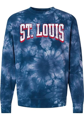 Rally St Louis Mens Navy Blue Wordmark Long Sleeve Crew Sweatshirt