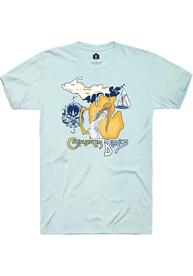 Rally Detroit Light Blue Calabaza Blanca Short Sleeve Fashion T Shirt