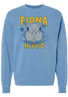 Fiona the Hippo Misty Blue Peaking Out of Water Long Sleeve Crew Sweatshirt