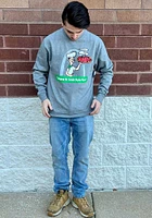 Rally St Louis Mens Grey Pizza Guy Long Sleeve Crew Sweatshirt