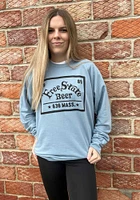 Rally Lawrence Mens Blue Logo and Quote Long Sleeve Crew Sweatshirt