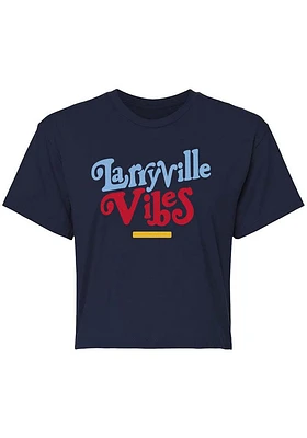 Rally Lawrence Womens Navy Blue Larryville Vibes Short Sleeve T-Shirt