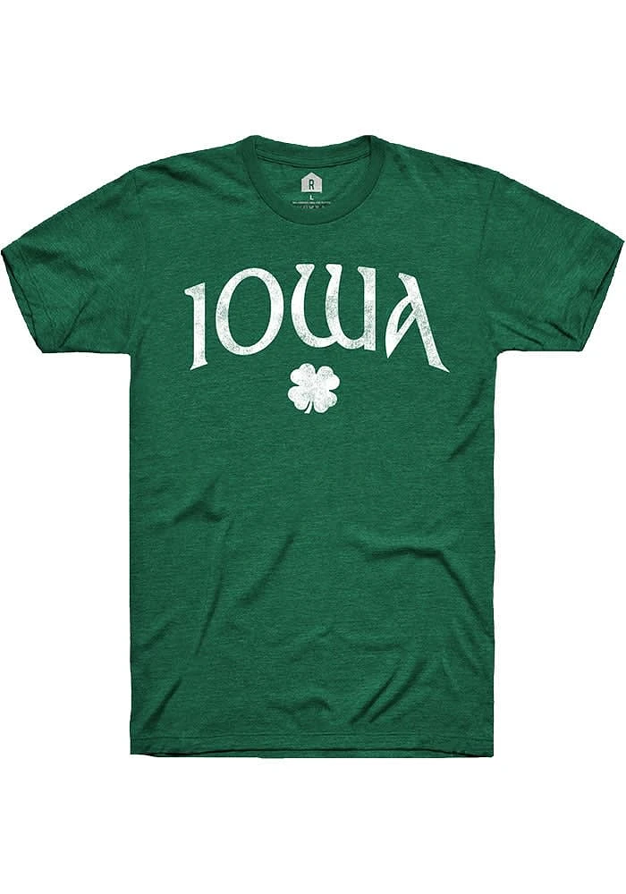 Rally Iowa Green Shamrock Short Sleeve Fashion T Shirt