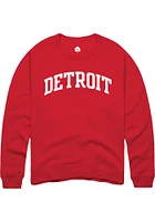 Rally Detroit Mens Red Arch Wordmark Long Sleeve Crew Sweatshirt