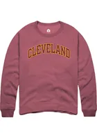 Cleveland Pigment Maroon Arch Wordmark Long Sleeve Crew Sweatshirt