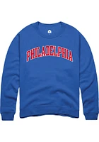 Rally Philadelphia Mens Blue Arch Wordmark Long Sleeve Crew Sweatshirt