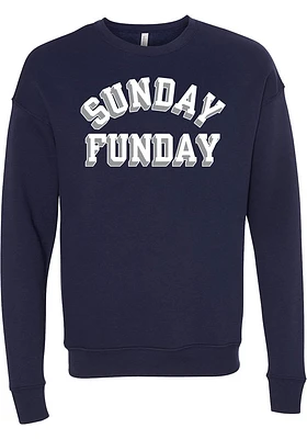 Rally Dallas Ft Worth Mens Navy Blue Sunday Funday Long Sleeve Crew Sweatshirt
