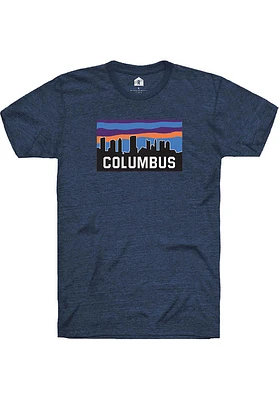 Rally Columbus Navy Blue Block Skyline Short Sleeve Fashion T Shirt