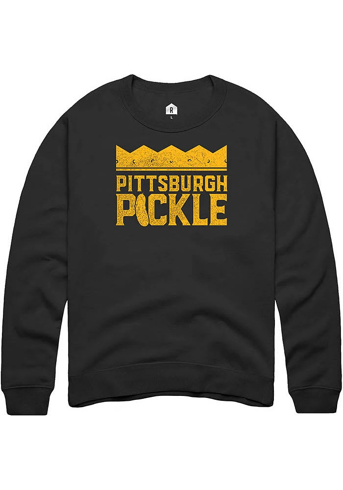 Rally Pittsburgh Mens Black Pickle Logo Long Sleeve Crew Sweatshirt