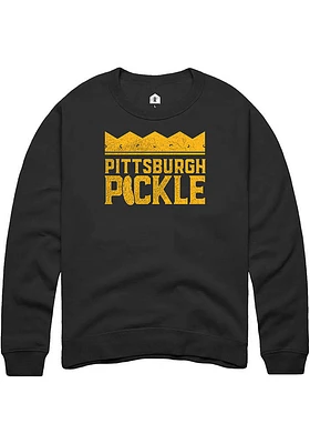 Rally Pittsburgh Mens Black Pickle Logo Long Sleeve Crew Sweatshirt