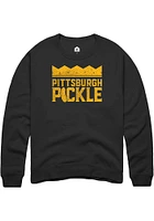 Rally Pittsburgh Mens Black Pickle Logo Long Sleeve Crew Sweatshirt