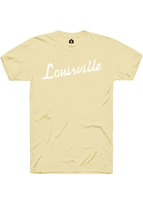 Rally Louisville Yellow RH Script Short Sleeve T Shirt