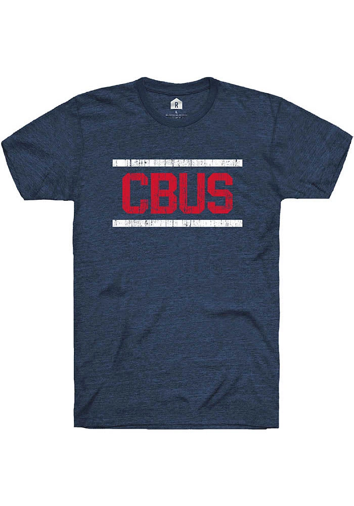 Rally Columbus Navy Blue Block and Bars Short Sleeve Fashion T Shirt