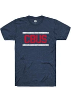 Rally Columbus Navy Blue Block and Bars Short Sleeve Fashion T Shirt