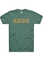 Rally Nebraska Womens Green Floral Wordmark Short Sleeve T-Shirt