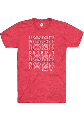 Rally Detroit Red Motor City Repeat Short Sleeve Fashion T Shirt