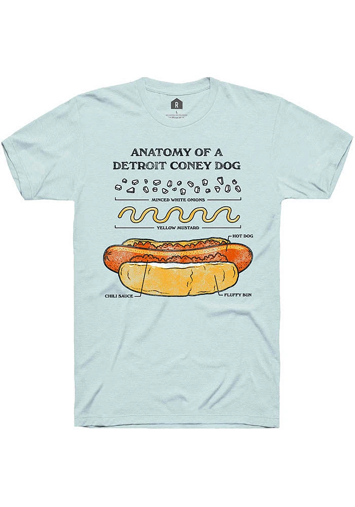 Rally Detroit Blue Anatomy Of A Coney Dog Short Sleeve Fashion T Shirt