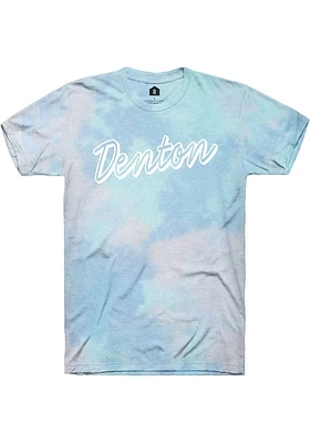 Rally Denton Womens Light Blue Retro Script Short Sleeve T-Shirt