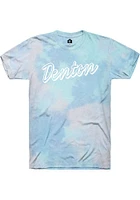 Rally Denton Womens Light Blue Retro Script Short Sleeve T-Shirt