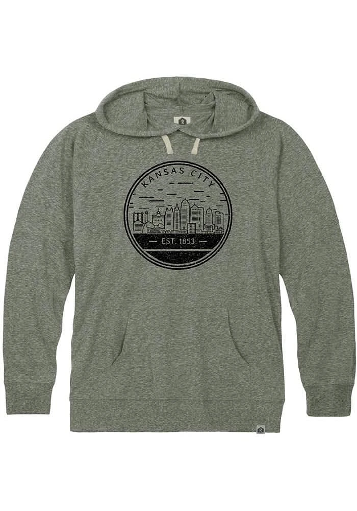 Rally Kansas City Mens Olive Circle Skyline Long Sleeve Hoodie