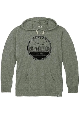 Rally Kansas City Mens Olive Circle Skyline Long Sleeve Hoodie
