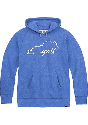Rally Kentucky Mens Blue Yall State Shape Long Sleeve Hoodie