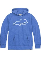 Rally Kentucky Mens Blue Yall State Shape Long Sleeve Hoodie