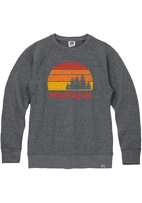 Rally Michigan Mens Navy Blue Sunset Long Sleeve Crew Sweatshirt