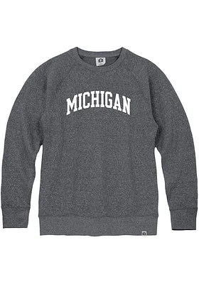 Rally Michigan Mens Navy Blue Collegiate Arch Wordmark Long Sleeve Crew Sweatshirt