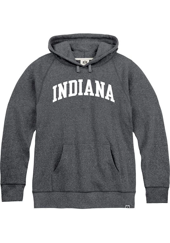 Rally Indiana Mens Navy Blue Collegiate Arch Wordmark Long Sleeve Hoodie