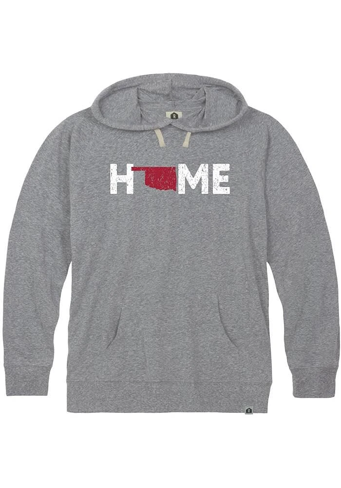 Rally Oklahoma Mens Grey HOME State Shape Long Sleeve Hoodie