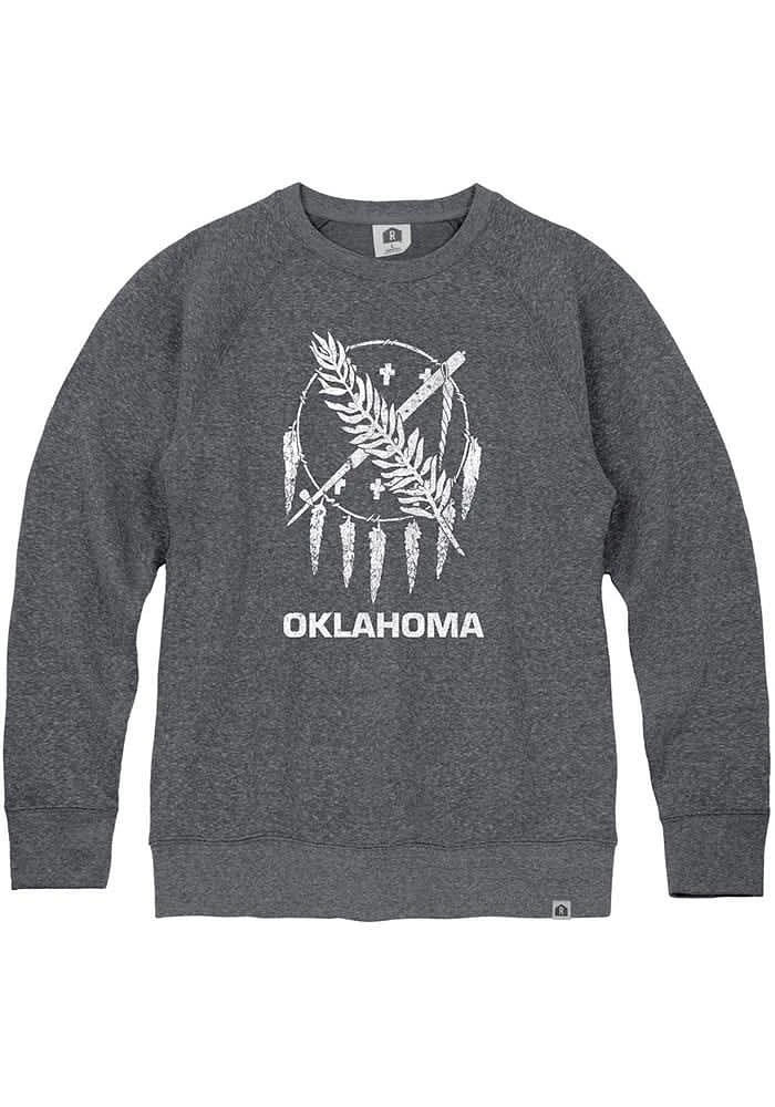 Rally Oklahoma Mens Navy Blue City Flag Long Sleeve Crew Sweatshirt