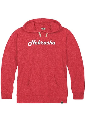 Rally Nebraska Mens Red Harlow Script Long Sleeve Hoodie