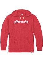 Rally Nebraska Mens Red Harlow Script Long Sleeve Hoodie