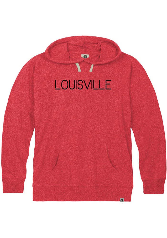 Rally Louisville Mens Red Disconnect Long Sleeve Hoodie