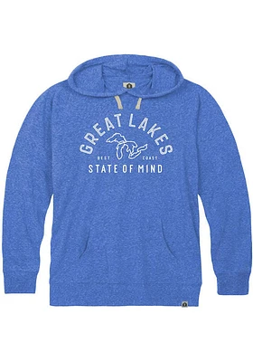 Rally Michigan Mens Blue Great Lakes Long Sleeve Hoodie