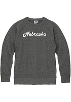 Rally Nebraska Mens Black Harlow Script Long Sleeve Crew Sweatshirt