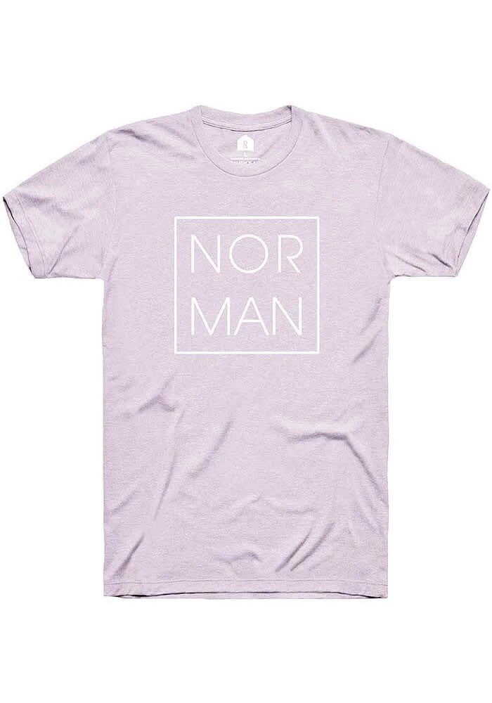 Rally Norman Womens Lavender Square Wordmark Short Sleeve T-Shirt