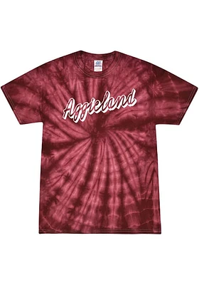 Rally College Station Burgundy Retro Script Short Sleeve T Shirt