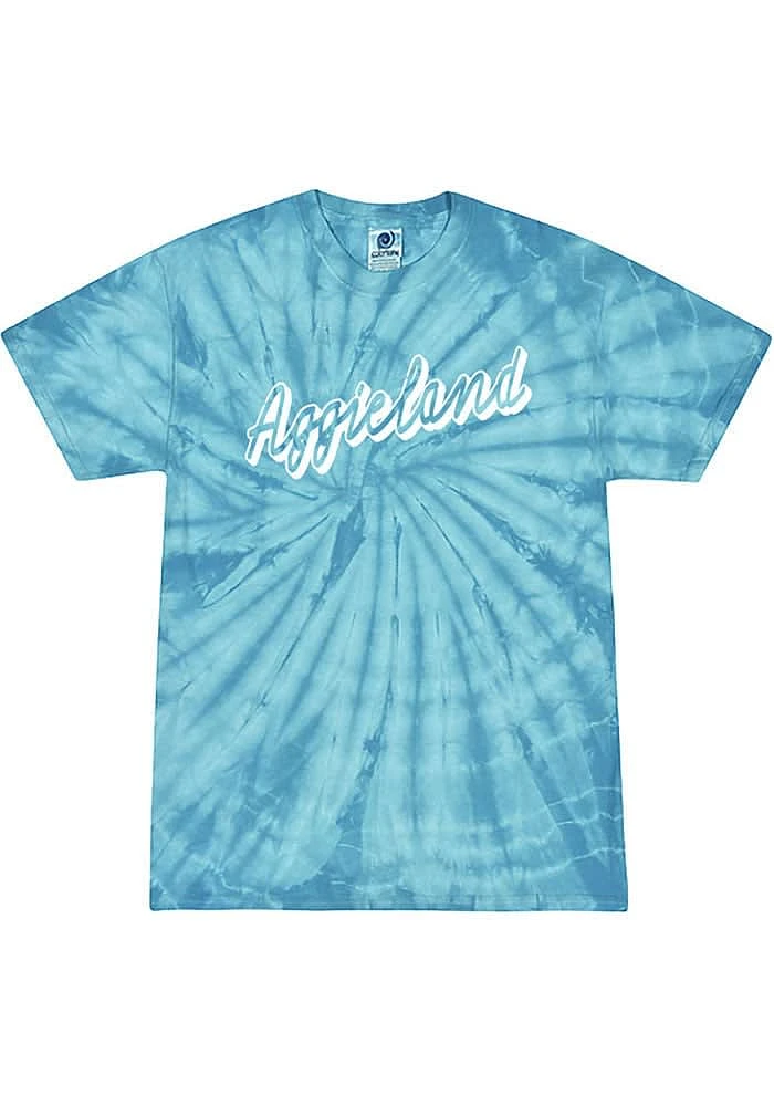 Rally College Station Womens Light Blue Retro Script Short Sleeve T-Shirt