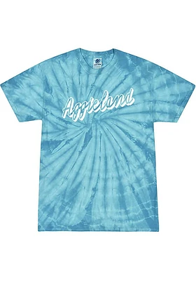 Rally College Station Womens Light Blue Retro Script Short Sleeve T-Shirt