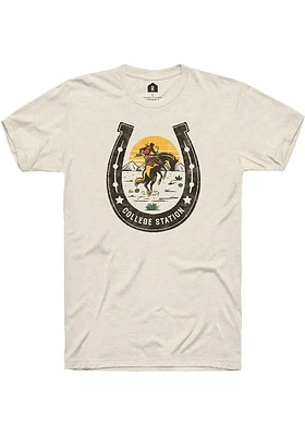 Rally College Station Light Blue Horseshoe Cowboy Short Sleeve T Shirt