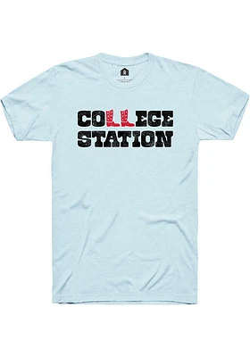 Rally College Station Blue Boots Wordmark Short Sleeve Fashion T Shirt