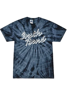 Rally South Bend Navy Blue Retro Script Short Sleeve T Shirt