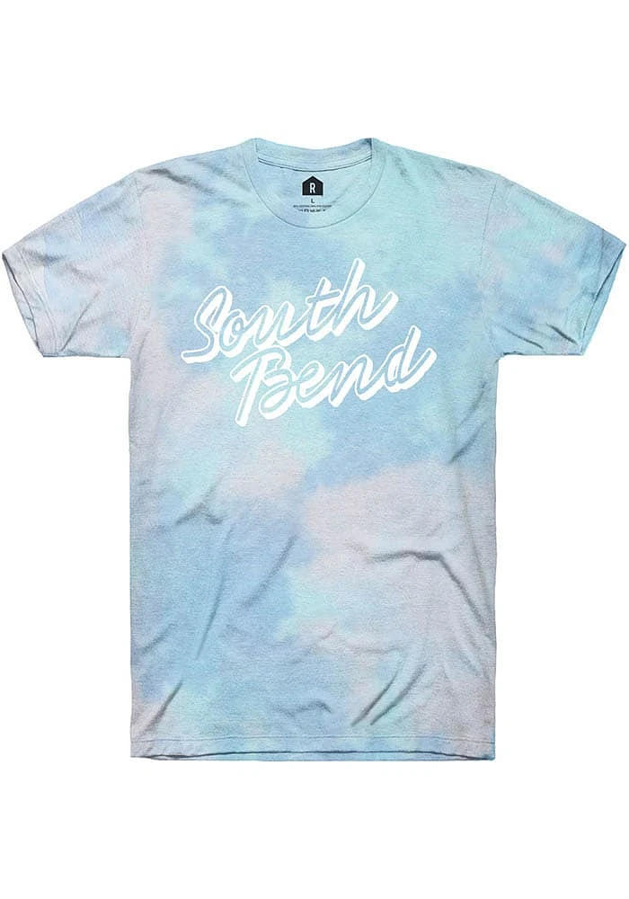 Rally South Bend Womens Light Blue Retro Script Short Sleeve T-Shirt