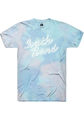 Rally South Bend Womens Light Blue Retro Script Short Sleeve T-Shirt